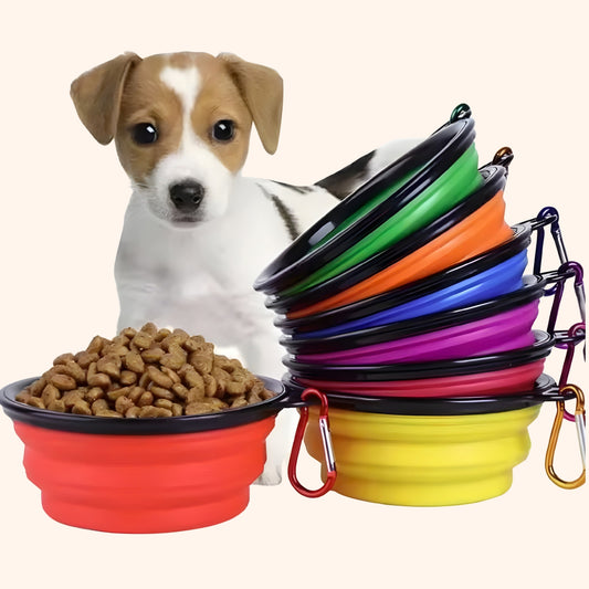 Furrbix Collapsible Travel Dog Bowl — Foldable Silicone Bowl with Carabiner Clip